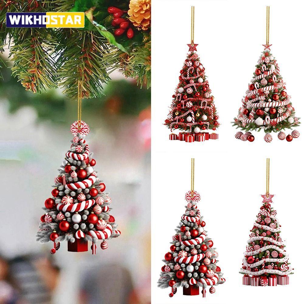 1Pcs Christmas Tree Ornaments Acrylic Hanging Pendant Xmas Decoration Home Table Decor Gift Navidad Happy New Year Decor