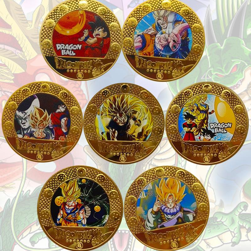 Pamětní medaile Dragon Ball, Barevná, Klasická, Anime, Zlatá mince, Kreativní malá mince, Mince Sun Wukonga, Dětská hračka, Výplň do punčoch
