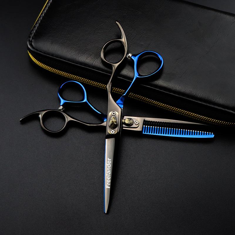 Black And Blue High-End, Wolf Head Hair Scissors, Haircut, Flat Scissors, Bangs, Tooth Scissors, Thin Scissors Fmlt-02