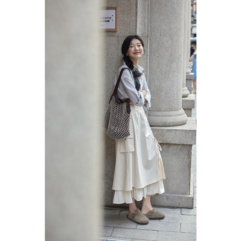 Striped Long-sleeved Shirt Jacket for Women Autumn New Loose Casual Lapel Shirt