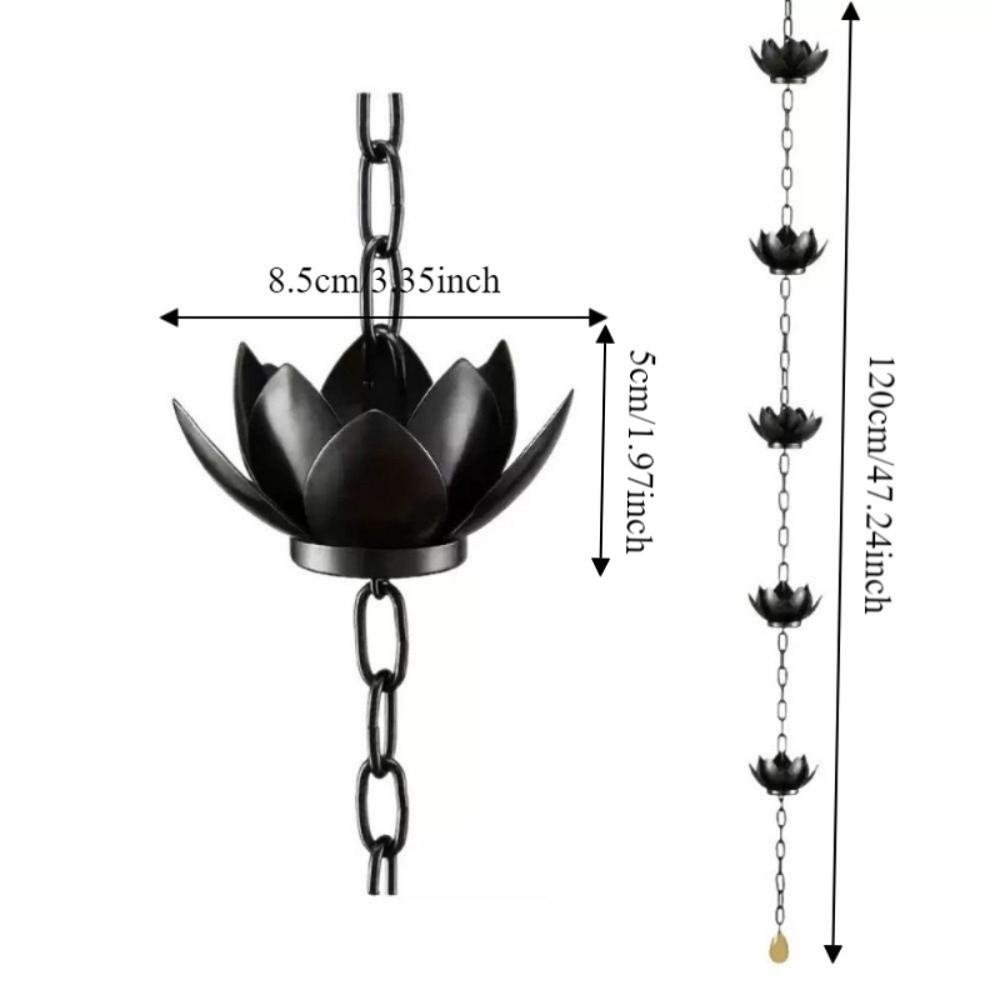 Adjustable Length Lotus Rain Catcher Anti-Rust Lotus Hanging Chime Lotus Rain Chain Garden Decor