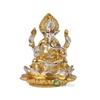 Gold & Silber Ganesha Idol Murti Sitzend auf Lotus Kamal Heimdeko und Geschenke (5x5x6cm)