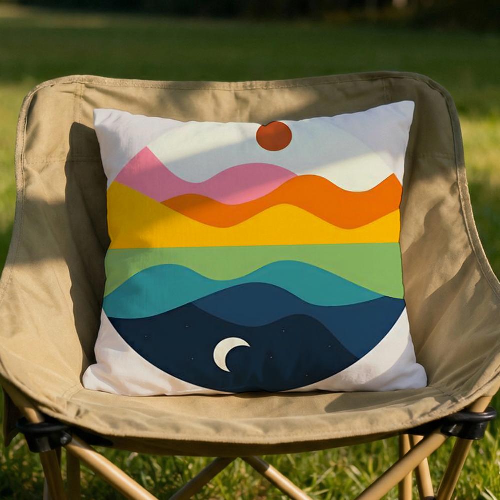Classic Sunrise Cartoon Cushion Cover Soft Reversible Durable Pillow Cover MultiScene Use for Home Car Daily Comfort