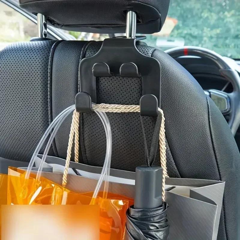 Car Headrest Phone Holder Hook Organizer Back Seat Hanger Mount Stand Black 2in1