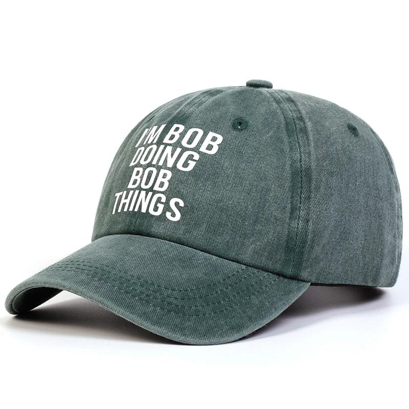 Unisex IM BOB DOING BOB THINGES Print Wash Baseball Caps Spring Autumn Outdoor Adjustable Casual Hats Sunscreen Hat Sports Cap