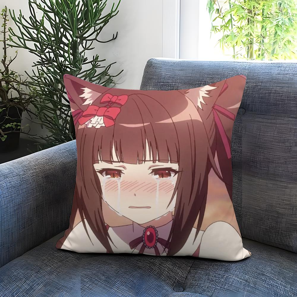 cat girl cute N-NekoparaS Cushion Cover Comfortable Reversible Pillow Cover Ideal for Car Sofa Bedroom & Beyond