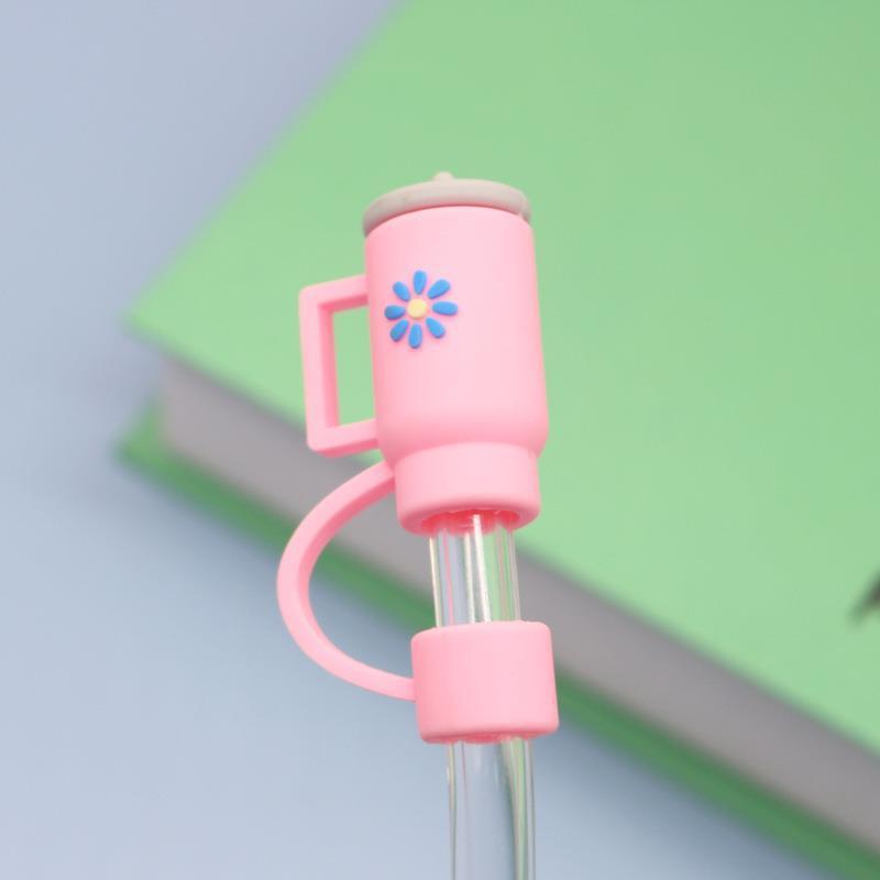 

1PC Sports Cup Straw Cover, Food Grade Silicone Straw Cover Dust Plug розовый