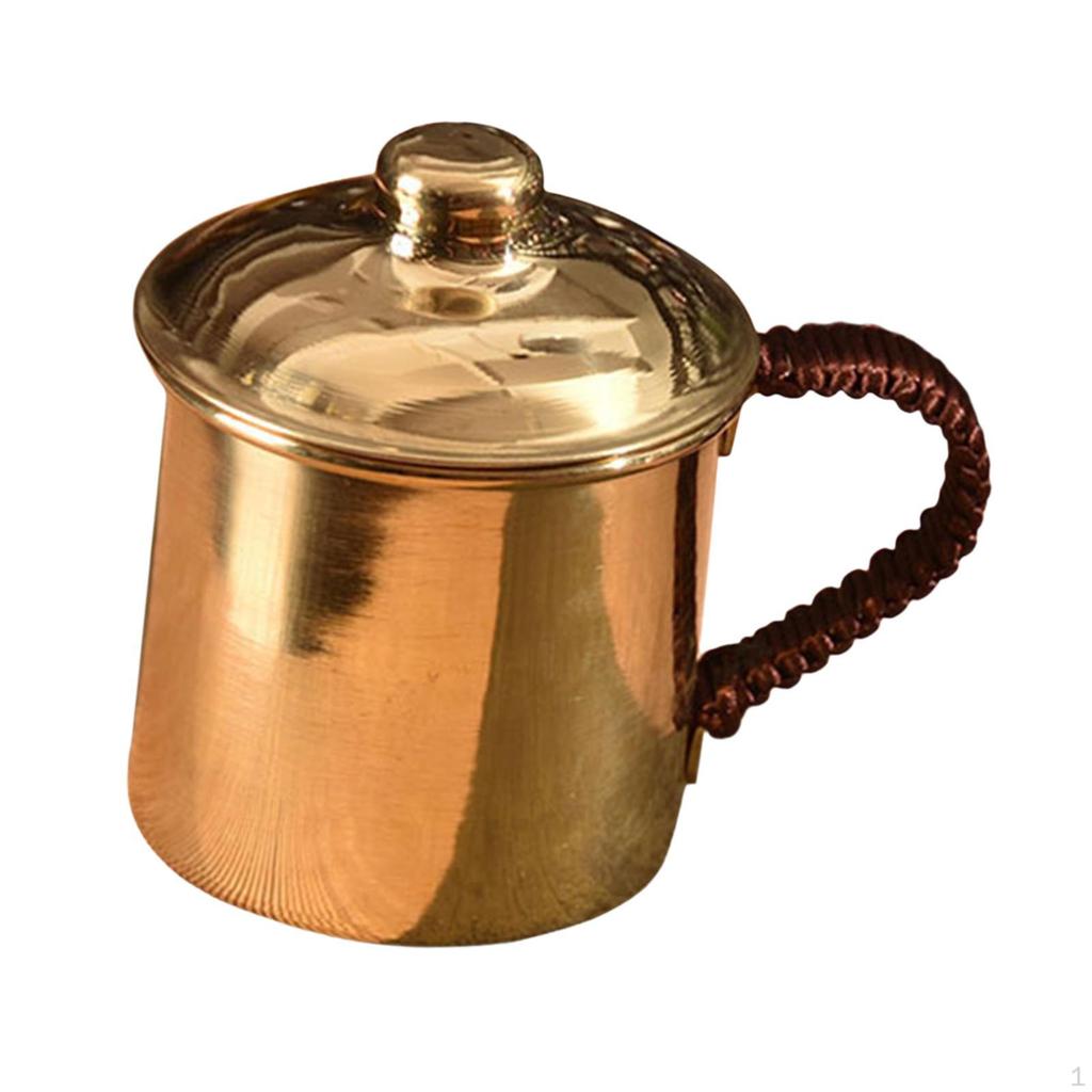 Handmade Copper Water Cup 400ml Mug with Anti Scalding Handle Drinking Cups Thickened Tea