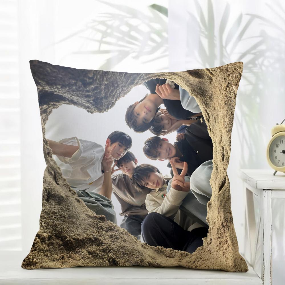 Simple Casual Kpop Idol Fans Gift of TTWS Cushion Cover Daily Washable Linen Pillowcase Soft  for Sofa Bed Home Room Decor