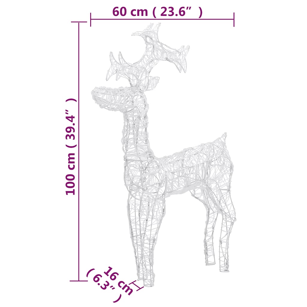 Reindeer Christmas Decoration 3 Pcs. 60x16x100 Cm Acrylic