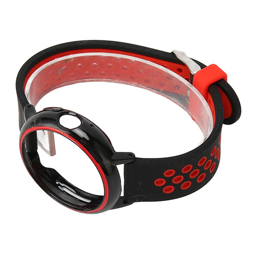 Replacement Watchband Full Protection Adjust Size Soft Silicone Smart Watch Strap for Pixel Watch Black Red