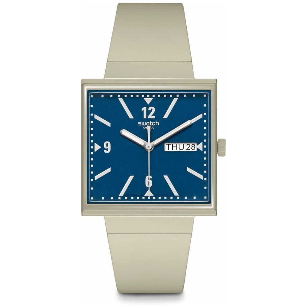 Swatch What If Beige Watch SO34T700 Casual Design Water Resistant Fashion Timepiece
