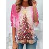 Women's Sweatshirt 3D Prints Christmas Theme Kawaii Graphics long sleeve T-shirt Casual Loose Fit O-Neck Tee Long Sleeve Tops