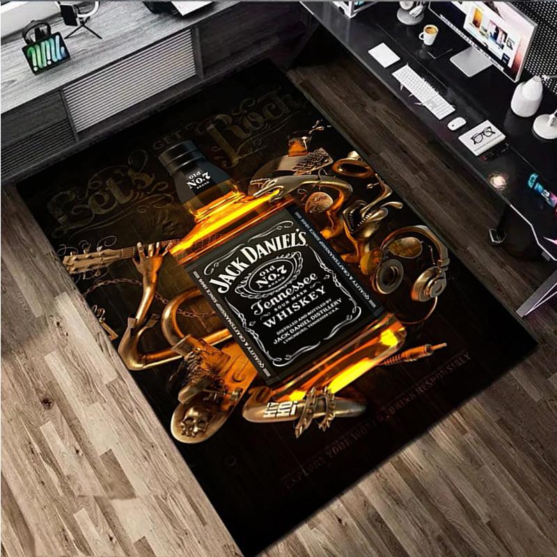 Jack Daniel's Whiskey  Carpet Office Decorative Carpet For Living Room Bedroom Door Mat Floor Rug Computer Chair Area Rug
