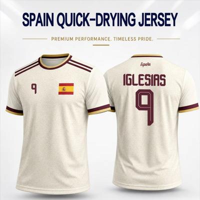 Tricou de Fotbal cu Imprimeu 3D Stil Spaniol pentru Potrivirea Familiei de Vară 2026 Uscare Rapidă Respirabil Top pentru Fani Sporturi în Aer Liber