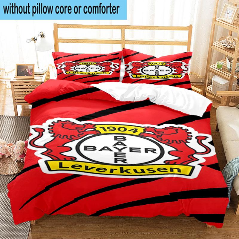 3pcs Bayer Football Club Printed Bedding Set Duvet Cover Closure Includes 1 Duvet Cover & 2 Pillowcases Bedding Sets Home Decor Gifts