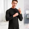 2 stk/sett menn varmt antrekk O-hals langermet termisk topp høy midje lange bukser sett ensfarge slim fit pustende bunn antrekk