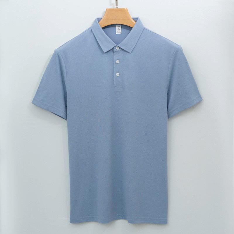 Outdoor Markless Neck T-shirt New Quick-drying Free Short-sleeved Rubber Pressing Shirt Collar Polo Shirt Men