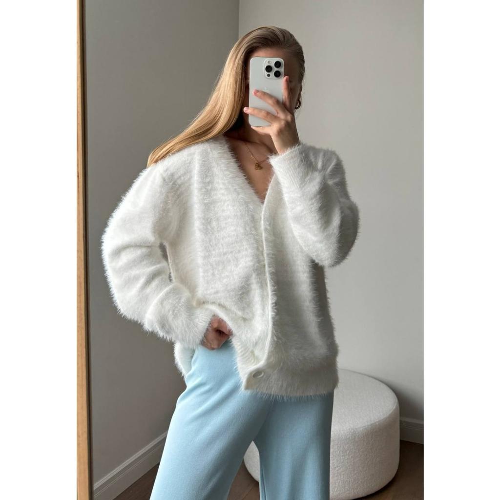 Knitted Cardigan for Women In Autumn, Loose V-neck Faux Mink Sweater, Soft and Thick Top
