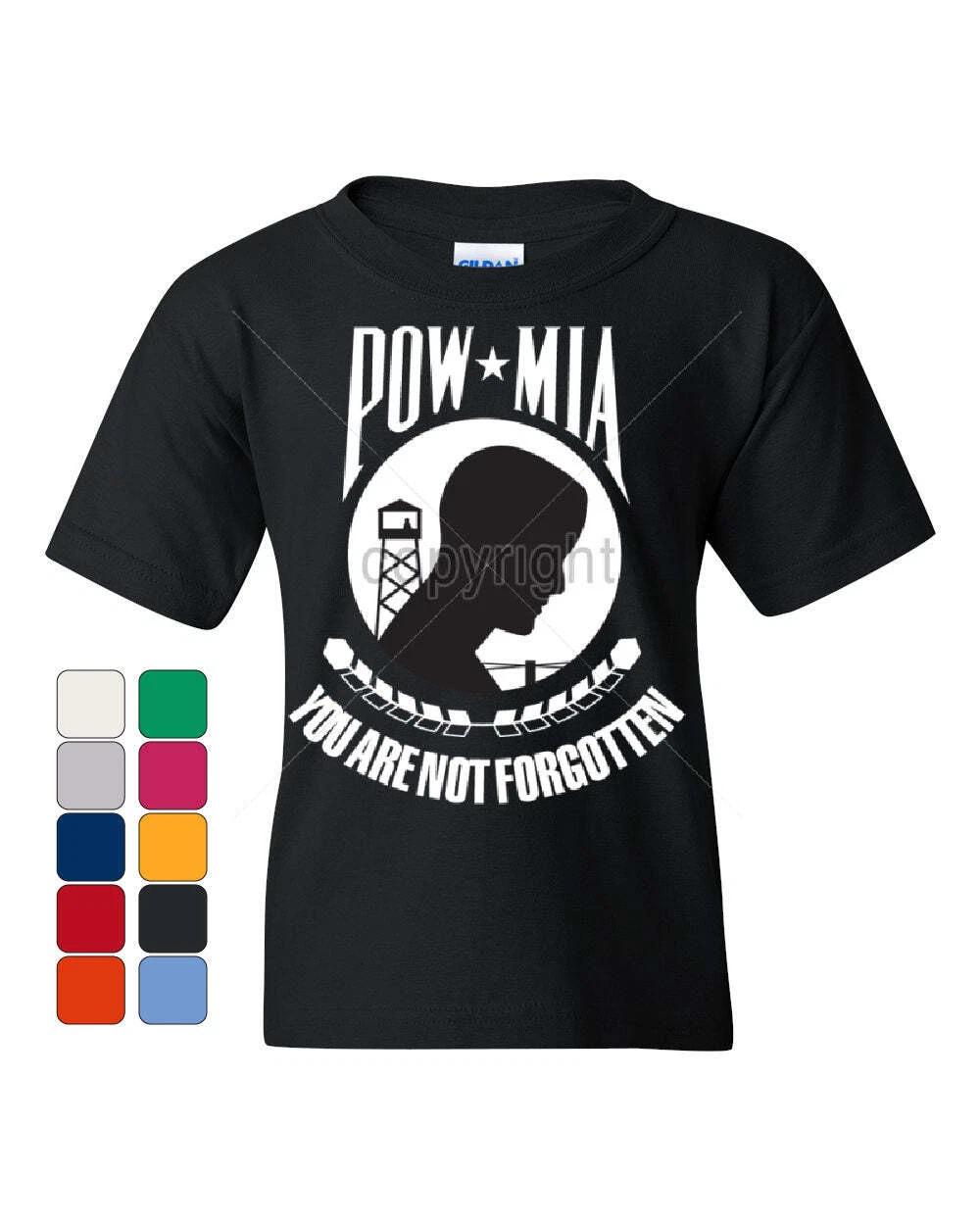 POW MIA You Are Not Forgotten Youth kids boys T-Shirt Patriotic Tee Shirt 110