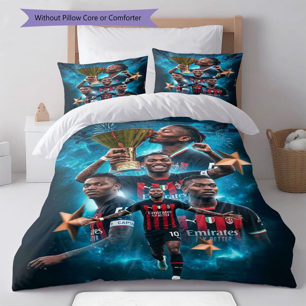 Set Copripiumino Trapuntato con Immagine del Calciatore Rafael Leão Federa Decorazione per la Casa Regalo di Compleanno (1 * copripiumino + 2 * federa, senza nucleo)