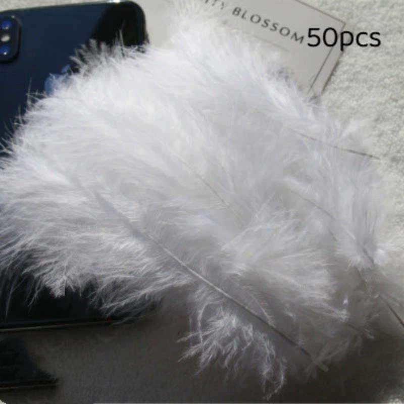 50Pcs Premium Soft Turkey Marabou Feathers Fluffy Craft Feathers for Kids Art Project Birthday Party Decor