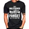 Lustiges Multitasking-Slogan-T-Shirt für Herren - Sarkastisches Zitat "Ich bin ein Multitasker" & Weißer Aufdruck, 100% Lässiges T-Shirt mit lockerem Schnitt, Schwarzes Kurzarmhemd mit