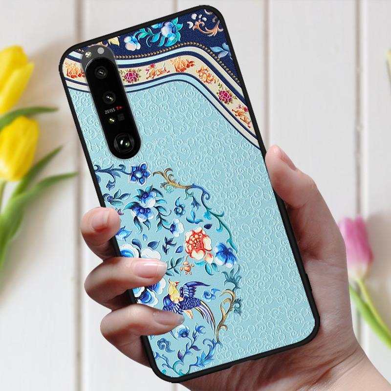 3D Emboss Flower Case For Sony Xperia 10 III Cover Cute Relief Case For Sony Xperia 1 III 5 III 10III Phone Case Coque Fashion