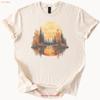 Fall Forest Lake T Shirt Autumn Trees Sunset Nature Vintage Slightly Top For Everyday Wear Fashion Breathable Versatile