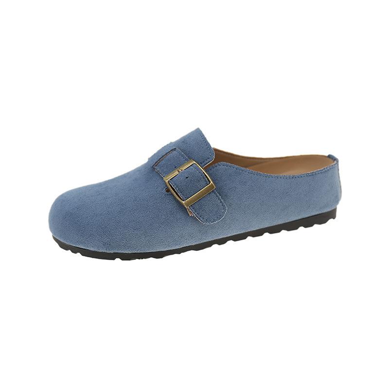 Retro móda svrchní oděv ploché dno Boken taška hlava pantofle 2025 jaro nové líné jednopáskové silné podrážky pantofle ženy