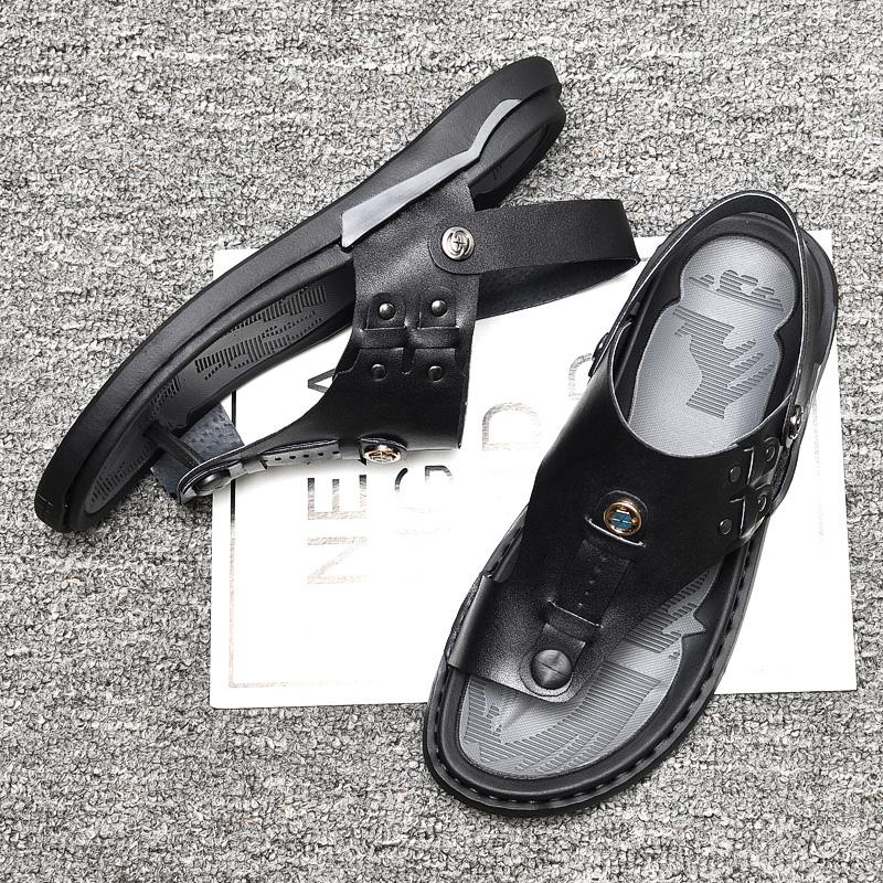 Newest Mens Sandals Genuine Leather Casual Shoes Men Beach Sandalia Brand Man Slippers Black White Sneakers Comfortable Summer Shoe