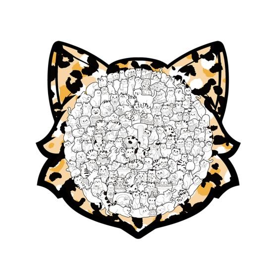 1 Set Cat Shaped Jigsaw Puzzle Cute Wooden Cat Puzzle Adults Kids Puzzle Game B