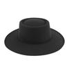 Formal Britishstyle Hat Wide Brim Flat Top Solid Color Winter Frenchinspired