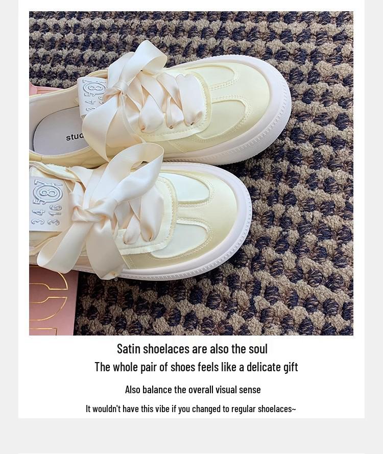 Women's Spring/Summer 2025 Grape Mom Satin German Trainer: Leather, Thick Sole, Height-Increasing, Lace-Up Skate Shoes