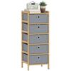 Chest of Drawers, 5 Fabric Drawers Narrow Dresser with Bamboo Frame, Light Grey