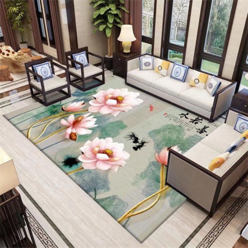 Colorful Fresh Flowers Rug for Bedroom Large Hall Carpet with Romantic Floral 3D Living Room Floor Carpet Girl Room Rug Decor