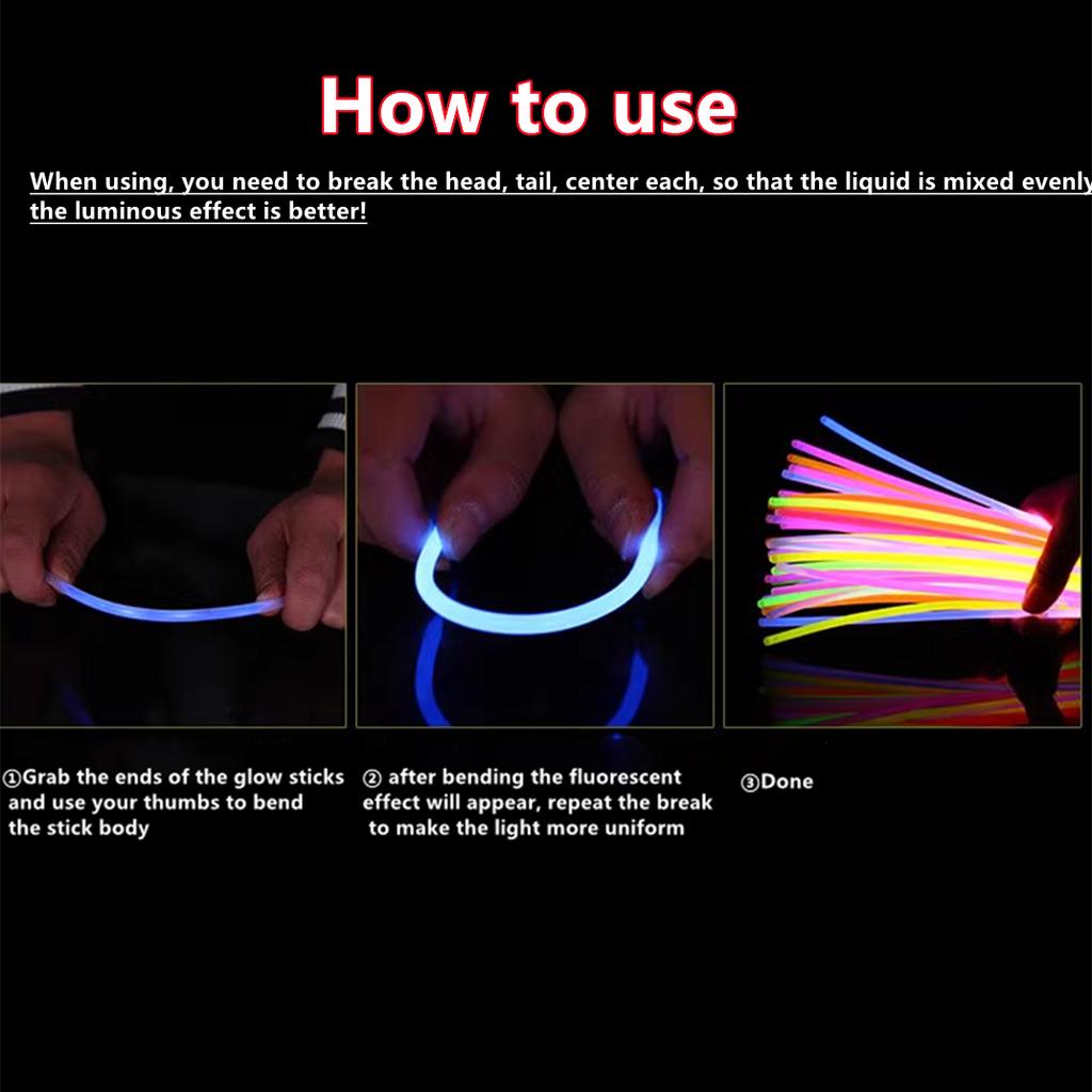 20/50/100 de bucăți bețișoare strălucitoare pentru petrecere Lumină fluorescentă care strălucește în întuneric brățară colier neon nuntă decorare pentru petrecere de aniversare