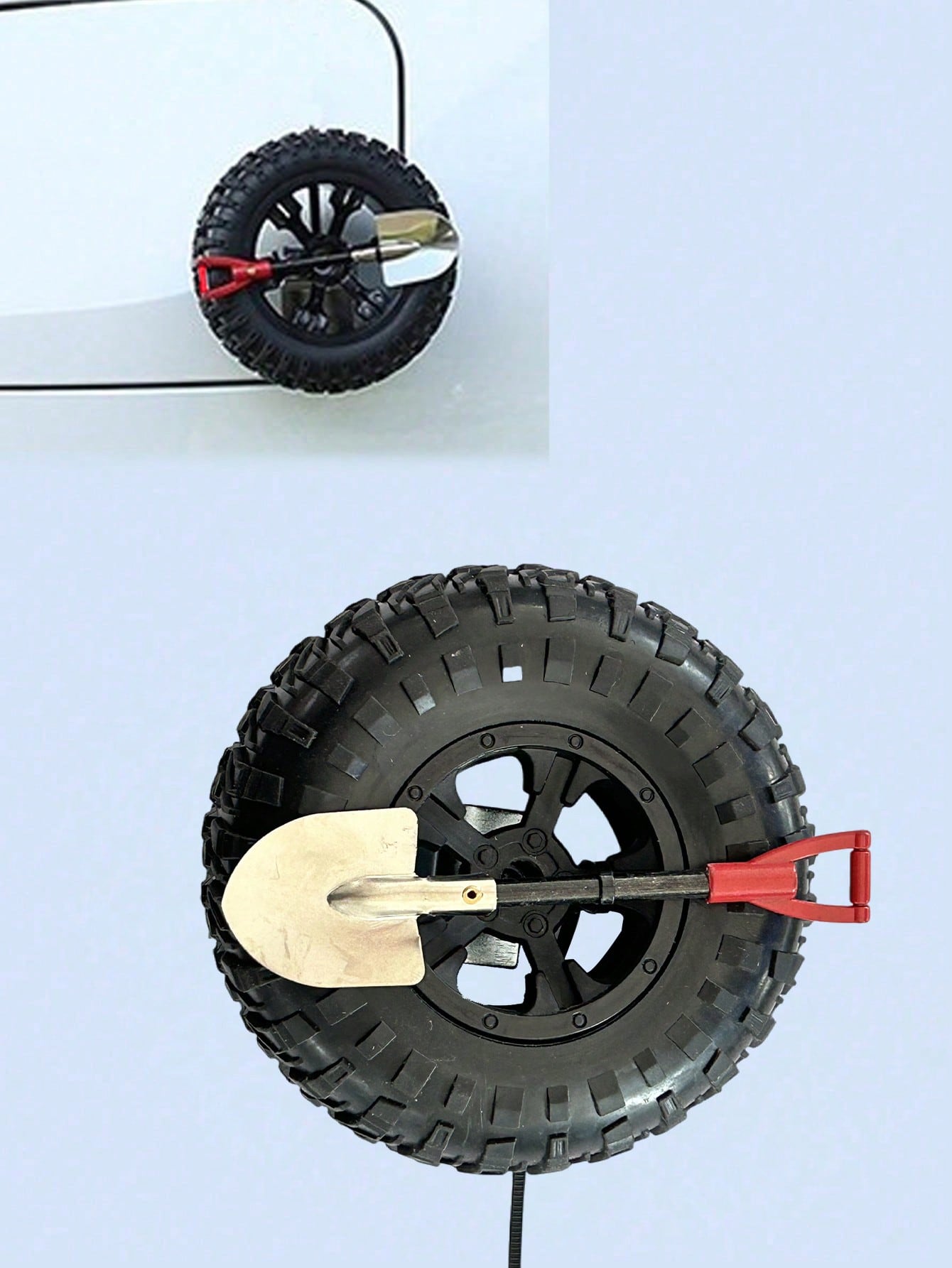 

Car Rear Decoration - Mini Off-Road Tire and Shovel 3D Ornament, Creative Car Styling Decor, Stylish Auto Accessory чёрный