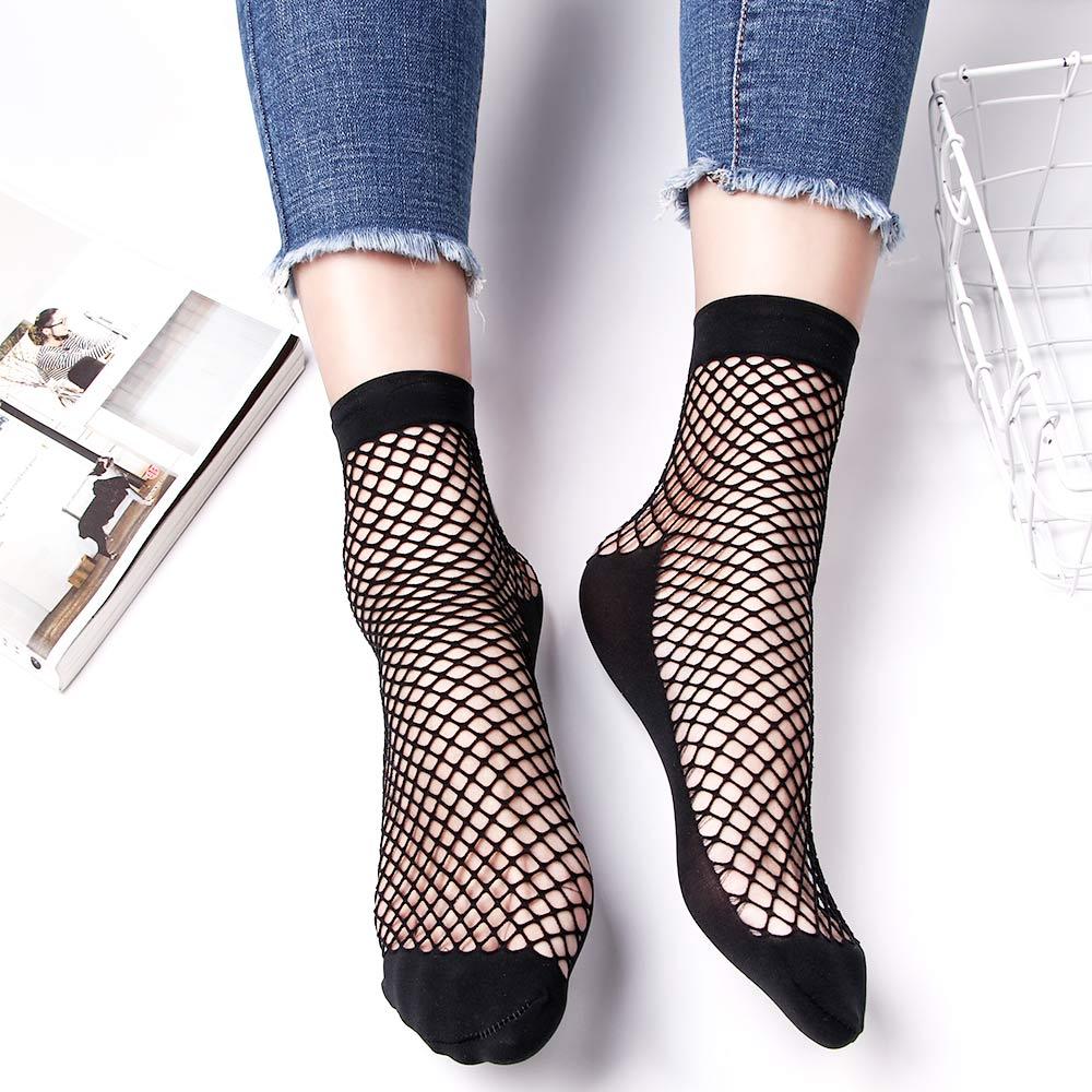

Solid Color Black Breathable Fashion Women Hollow Out Fishnet Socks Short Socks Ankle Socks Mesh Net Socks One Size чорний