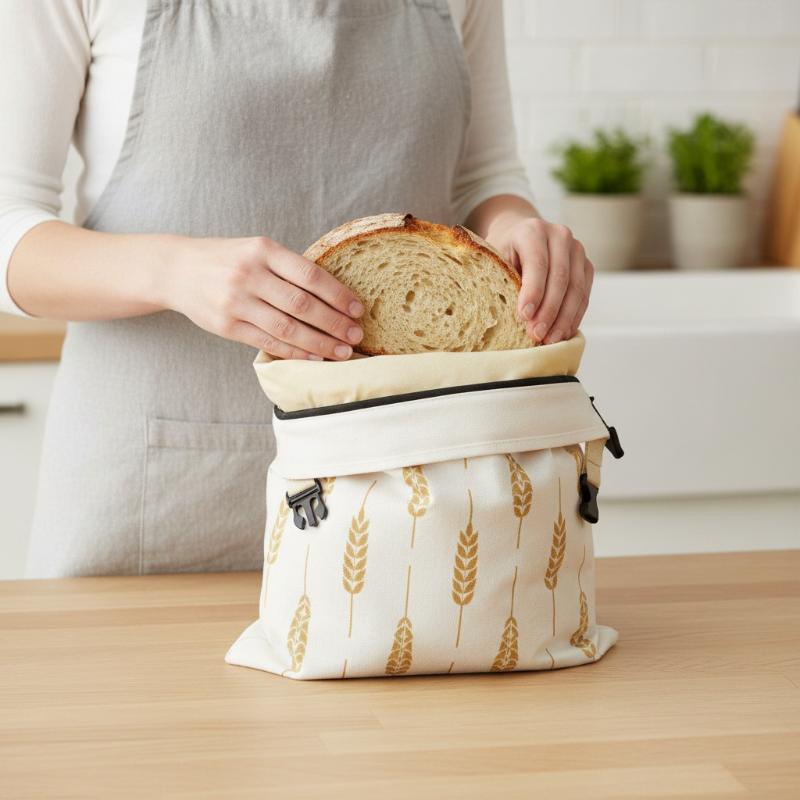 Wiederverwendbare waschbare Leinen-Brotbeutel mit buntem Blumendruck, atmungsaktives Design für Küchenaufbewahrung, hausgemachtes Brot, Einkaufen