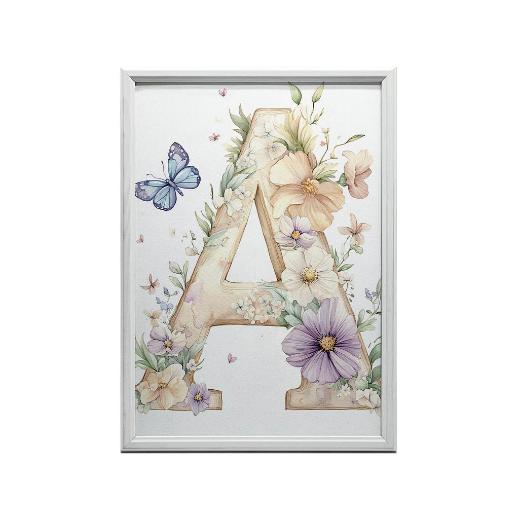 Poster Floral Letter "A" For Children Poster Floral Letter "A" For Children, 50X70 Cm, Without Frame, Premium Canvas On Stretcher