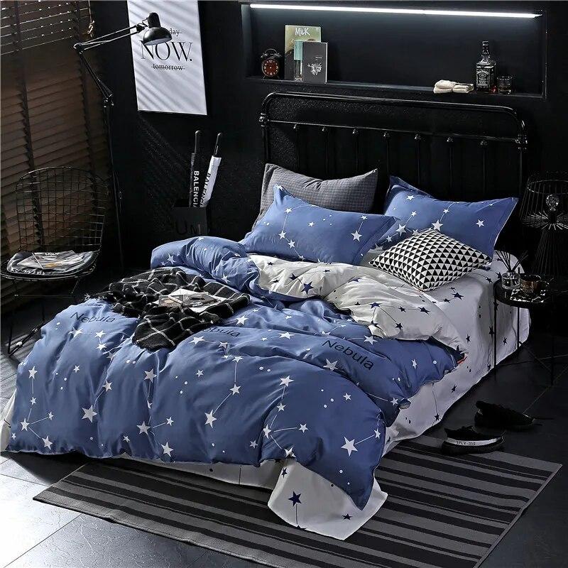 Hemsängkläder Set Stjärntryckt 240X220 Påslakan King Size Set Tryck med Örngott Enkelt Dubbelt Queen Täcke Örngott Sängset