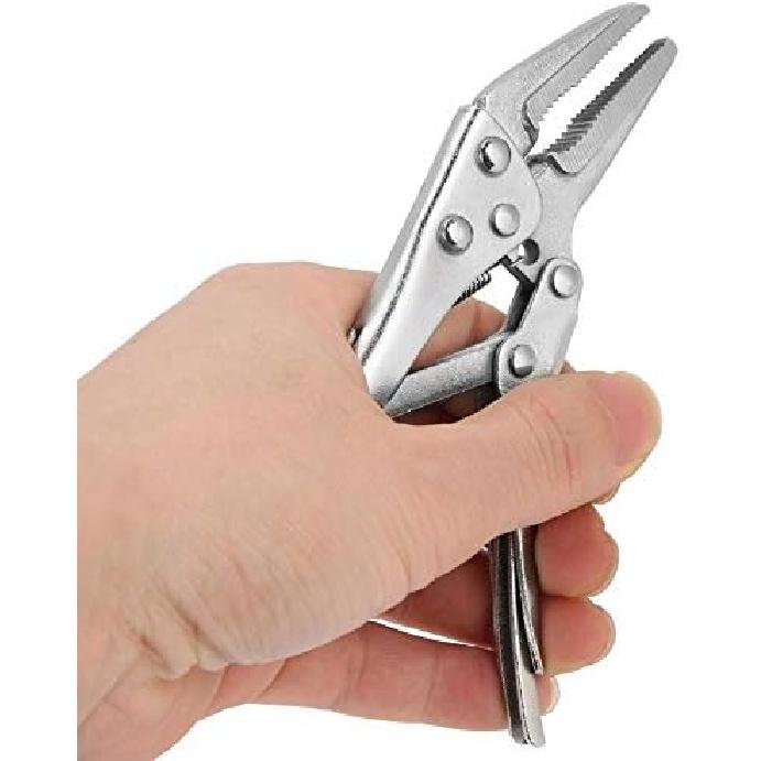 2pcs Locking Pliers Set, 4.3in Ground Mouth 4.9in Straight Jaw Lock Clamp Locking Pliers Tool