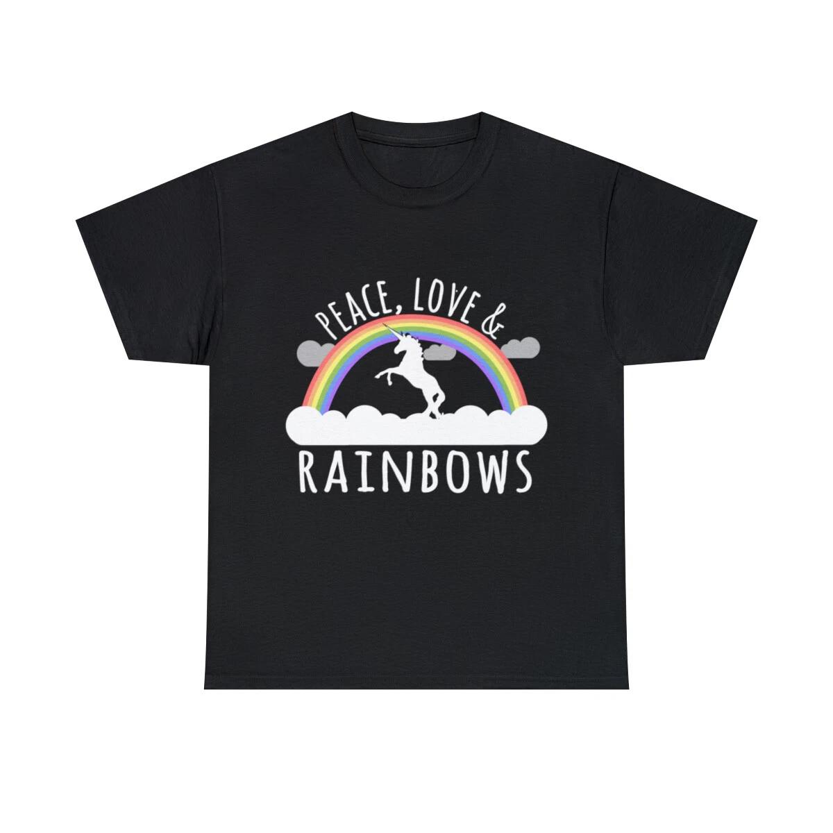 Peace Love And Rainbows Graphic Tee Shirt, S-5XL S