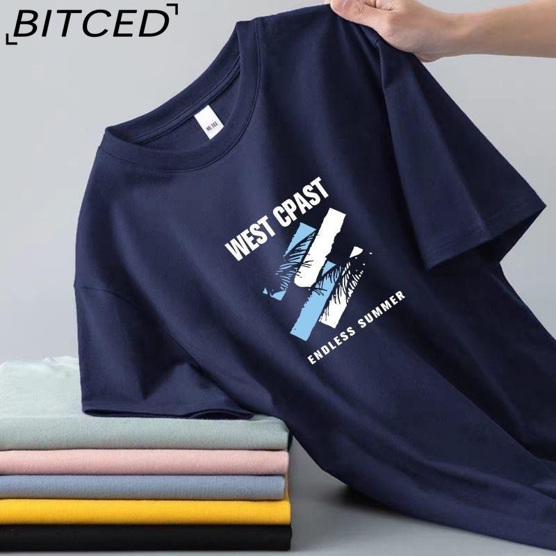 BITCED Cotton Short Sleeve T-shirt Men's Fashion Loose Half Sleeve Shirt Printed Compassionate Shirt