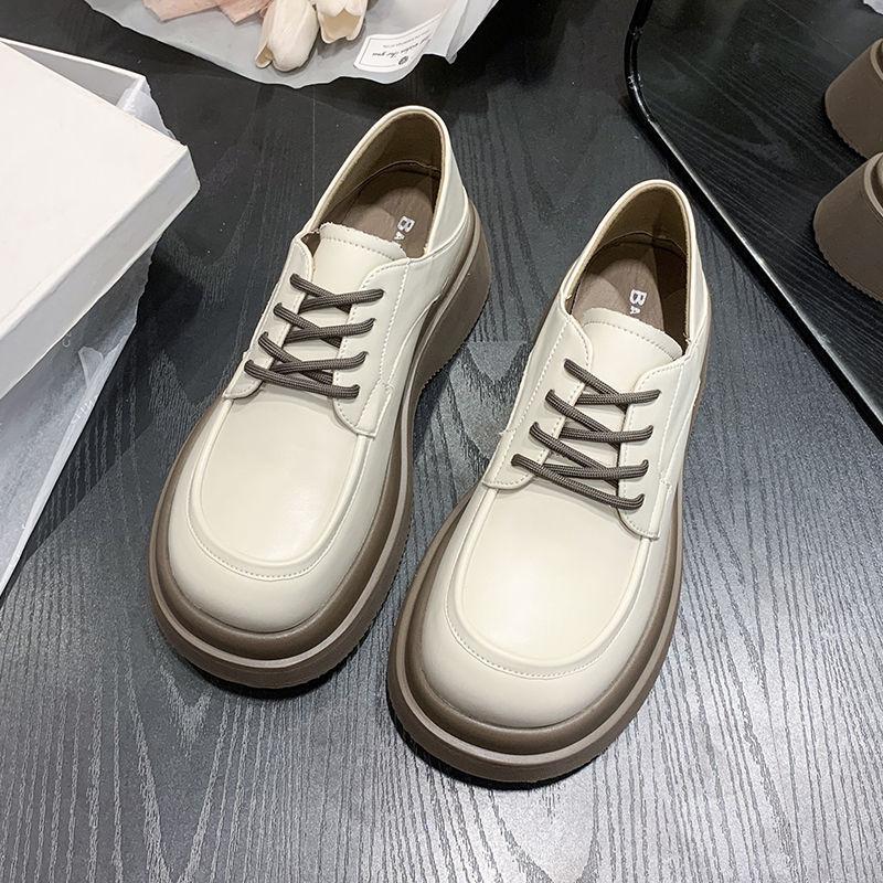 

Женские кожаные туфли на платформе, новые весенне-осенние, студенческие черные одинарные туфли на шнуровке, маленькие кожаные туфли 40