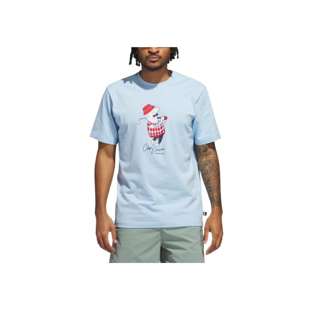 Adidas Golf Classic Chip Graphic Round Neck Cotton Fashion Versatile Breathable Short Sleeve T-Shirt Men Tops Sky-Blue JJ4201