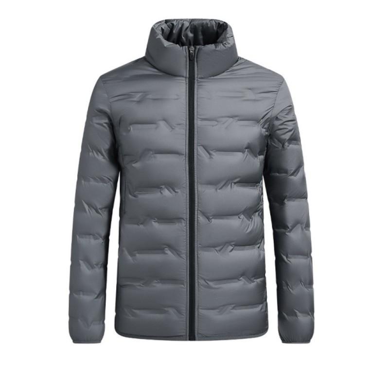 Men's Winter Self-Heating Insulated Down Jacket: Lightweight, Stand-Up Collar, Solid-Color Outerwear