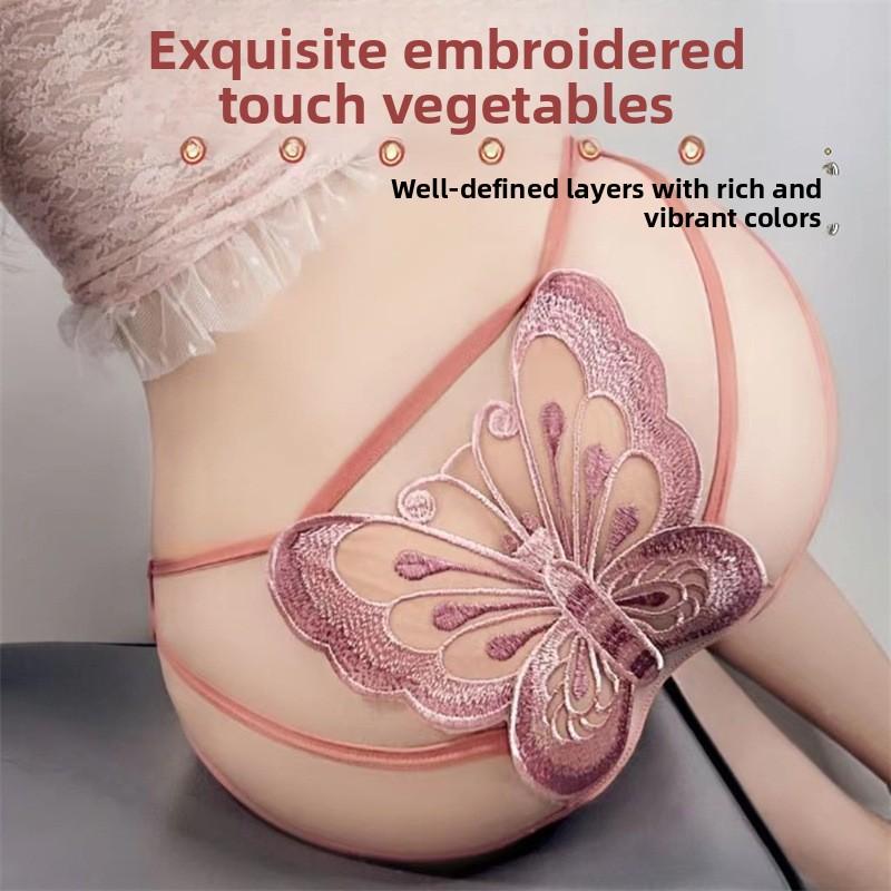 Female Summer New Fashion Pure Desire Sexy Lace Butterfly Embroidery Hollow Low Waist Underwear