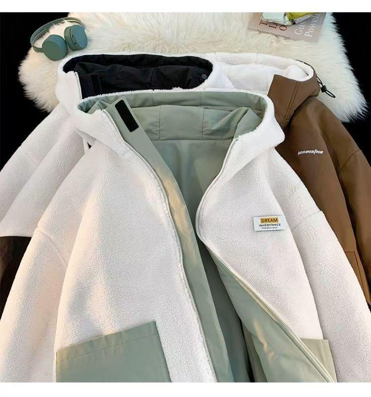 Men's Trendy Cotton Jacket with Lamb Fleece - 2025 New Fall/Winter Double-Sided Thickened Coat